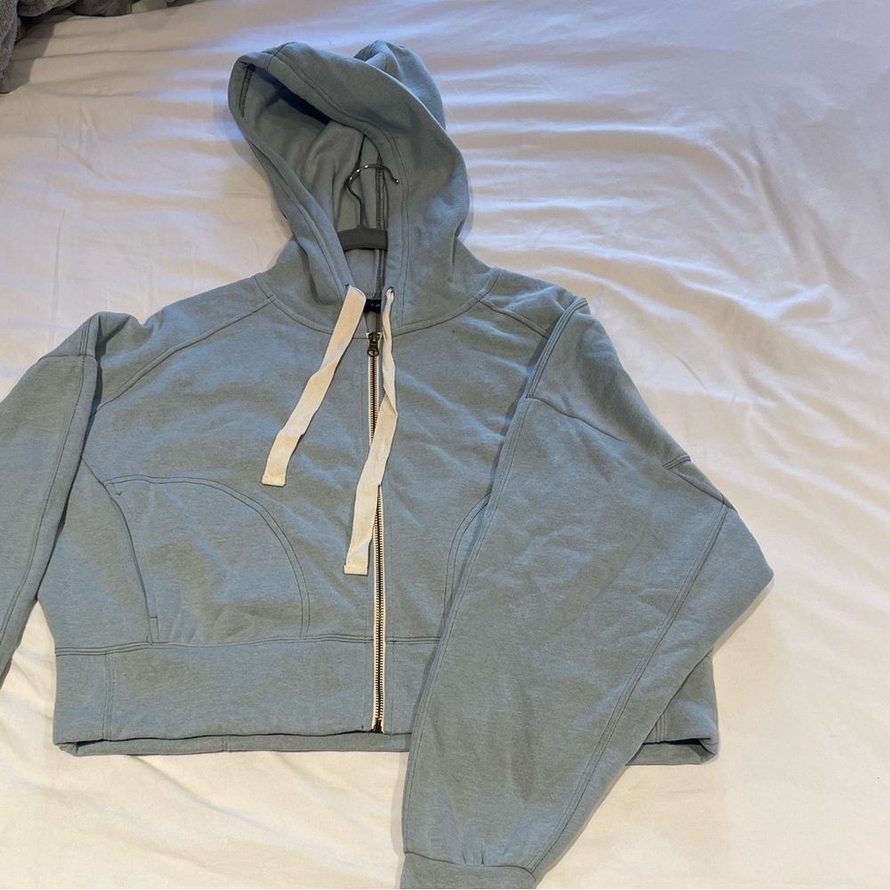 Baby Blue Urban Outfitters Out from Under Cropped Zip Up Hoodie